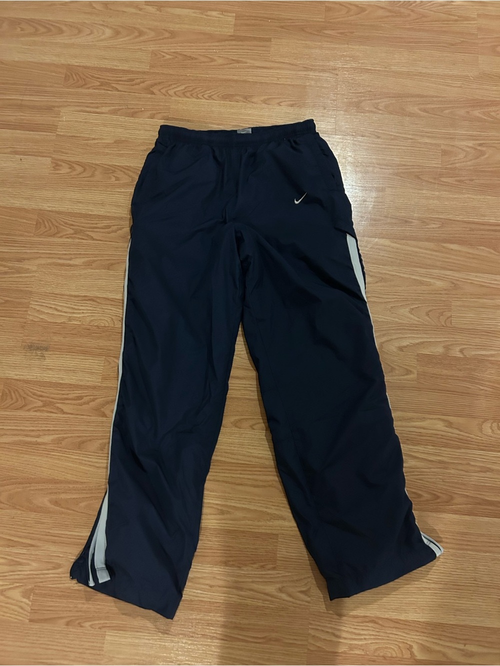 Vintage Nike Navy Track Pants with Grey Side Panels